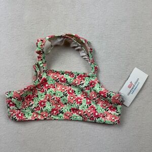 Vineyard Vines Girls Ruffle High Neck Bikini Top Floral Marsh‎ Size S (7-8)